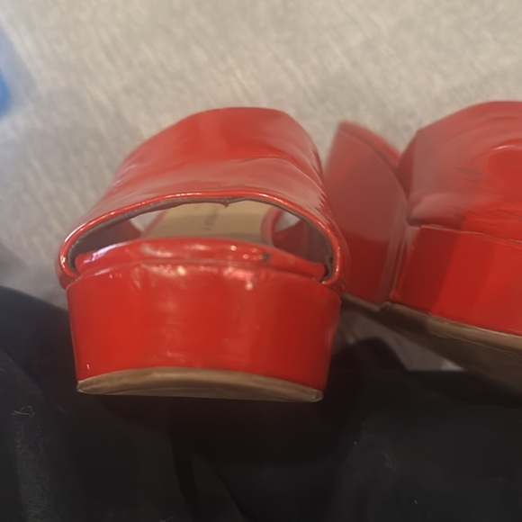 Chinese Laundry red patent leather high heel wedge open toe shoes Size 7.5 - Picture 12 of 13